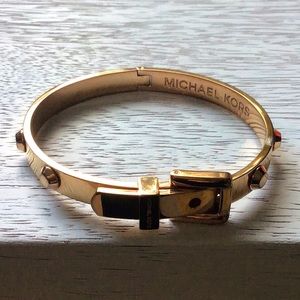 Rose Gold-tone Steel Buckle Bangle Bracelet